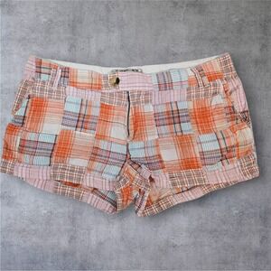Y2K Love Notes Patchwork Madras Plaid Shorts Low Rise Junior Size 13/14 S35
